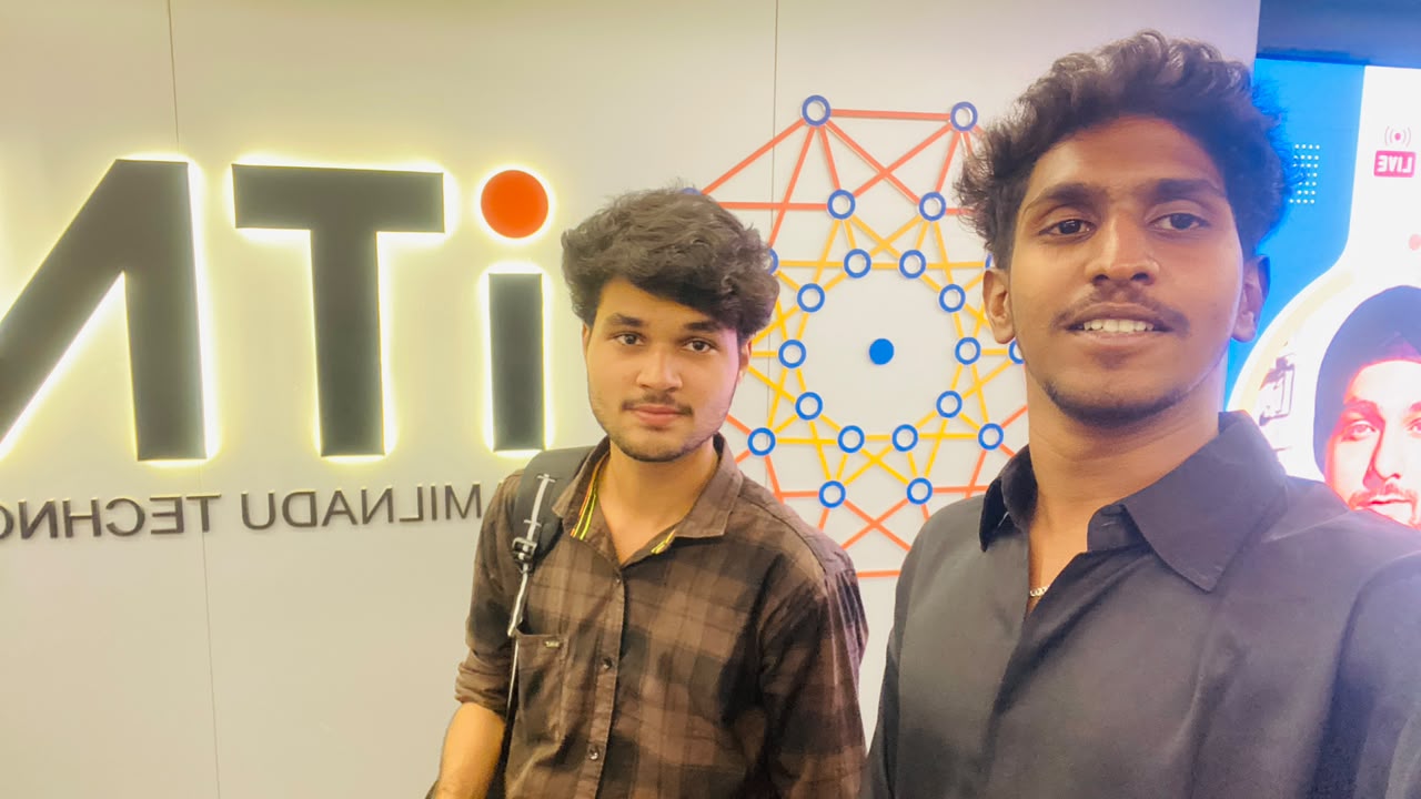Jayanth Koppala with a Souldem collaborator at the iTNT Hub in Chennai.
